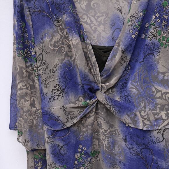 Daisy Fuentes Fairy Boho Flare Sleeve Blouse Size 2X Sheer with Built in tank - Picture 3 of 5